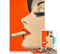 Puzzle 1000 pièces Femme fumant Une Cigarette Jeu cognitif Amusant Pièces Robustes et aux découpes nettes Exercice Mental Calme à Faire à la Maison (38x26cm)