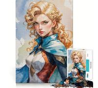 Puzzle 1000 pièces Femme Guerrière Blonde Bordure sans Couture,Jeu de Réflexion Amusant,Temps de Détente,Cadeau Artistique de Noël (50x75cm)