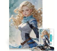 Puzzle 1000 pièces Femme Guerrière Blonde,Illustration Parfaite,Jeu Intelligent,Activité Ludique,Jeu de Détente,Cadeau d'anniversaire (38x26cm)