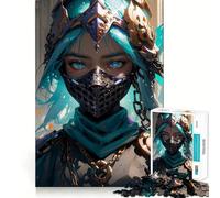 Puzzle 1000 pièces Femme guerrière masquée Jeu Amusant et Technique de découpe Laser avancée Jouet d'intérieur pour Les fêtes (38x26cm)