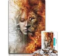 Puzzle 1000 pièces Femme Lion pour Adolescents, Jeux éducatifs, décoration d'intérieur, Collection d'artistes, Beaux-Arts (50x75cm)