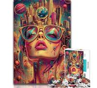 Puzzle 1000 pièces Femme Lunettes de Soleil pour Adultes et Adolescents, Jeu Stimulant, Chaque pièce est Unique - Jeu Familial Stimulant et Amusant 38x26cm