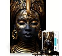 Puzzle 1000 pièces Femme Noire Art Africain Bordure Fine Artisanat,Jeu de compétences créatives,Temps de détente,Cadeau de décoration d'anniversaire (38x52cm)