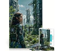Puzzle 1000 pièces Femme Post-apocalyptique dans Un Espace Urbain pour Adultes Jeu de réflexion Intelligent Découpe précise et Amusante Décoration Artistique (38x52cm)