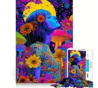 Puzzle 1000 pièces Femme psychédélique avec Fleurs et Champignons pour Adolescents Jeu Intelligent et Relaxant (38x52cm)