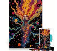 Puzzle 1000 pièces Femme psychédélique surréaliste dans Le Cosmos pour Adolescents, Jeu de réflexion, découpe de précision, Cadeau de Festival 50x75cm