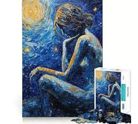 Puzzle 1000 pièces Femme sous Un Ciel étoilé Jeu de réflexion Amusant Conception sans Espace pour Les réunions de Famille (38x26cm)