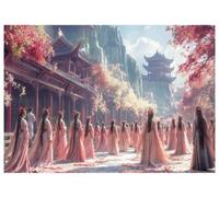 Puzzle 1000 Pieces Femmes geishas au Temple, Japon - Qualite superieure, 68x48cm - Adulte - Set Puzzle Classique et Carte