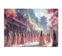 Puzzle 1000 pieces femmes geishas au temple japon - qualite superieure 68x48cm - adulte - set puzzle classique et carte