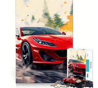 Puzzle 1000 pièces Ferrari Rouge Aquarelle pour Adolescents, Puzzle Clear Logic, Jouet Peaceful Time, découpe Parfaite, liste de souhaits du Père Noël (38x26cm)