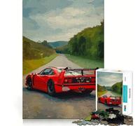 Puzzle 1000 pièces Ferrari Rouge sur Route de Campagne, Jeu de réflexion pour Adultes, Divertissement paisible, pièce de Collection aux découpes soignées (38x52cm)