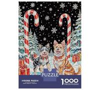 Puzzle 1000 Pièces Festive Dogs in Winter Wonderland Puzzle Adulte, Casse-tête, Découpe De Précision, Cadeau Unique pour Anniversaire Et Noël 70x50cm/1000pcs
