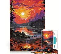 Puzzle 1000 pièces Feu de Camp au Bord du lac Jeu de précision et de fluidité,activité cérébrale Intelligente,Divertissement Relaxant,Cadeau d'anniversaire (38x26cm)