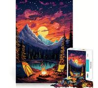 Puzzle 1000 pièces Feu de Camp en Montagne pour Adolescents améliore la mémoire, se détend et s’Amuse Bords Nets Cadeau Unique 38x52cm
