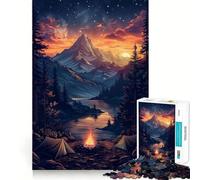 Puzzle 1000 pièces Feu de Camp en Montagne pour Adultes Jouet Intelligent et décoratif Mural Découpe précise 38x26cm