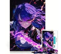 Puzzle 1000 pièces Fille Anime aux Cheveux Violets et à l'épée Bords sans Couture Jeu de réflexion Amusant,Divertissement idéal pour se détendre,Cadeau Artistique de Noël (38x26cm)