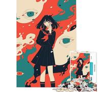 Puzzle 1000 pièces Fille Anime avec Fond d'œil surréaliste Jeu de réflexion Stimulant l'intelligence Jouet addictif Cadeau d'anniversaire Défi Difficile (Dimensions 38x52cm)