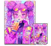 Puzzle 1000 pièces Fille animée aux Cheveux Roses idéal pour Les Amoureux idéal pour Noël Le Nouvel an la Saint-Valentin 1000 pièces (75 x 50 cm)