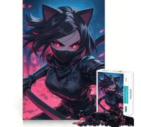 Puzzle 1000 pièces Fille Ninja à Oreilles de Chat Découpe précise Jeu de réflexion Amusant Jeu de détente Cadeau de Loisirs Festif (38x26cm)