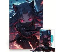 Puzzle 1000 pièces Fille Ninja à Oreilles de Chat Jeu d'articulation Parfait Activité cérébrale Jeu Amusant et Relaxant Décoration de Noël Amusante (38x52cm)