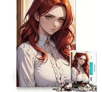 Puzzle 1000 pièces Fille rousse à l'ancienne pour Adultes, Jeu de logique et de Jeu Amusant à Partager, Bords de qualité supérieure, Cadeau élégant (38x26cm)