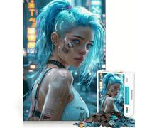 Puzzle 1000 pièces Fille Sexy de la Ville Cyberpunk pour Adolescents, Jeu de logique et de Loisirs, Bords Fins, Cadeau spécial 38x52cm