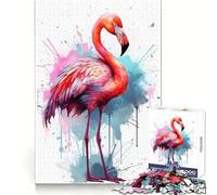 Puzzle 1000 pièces Flamant Rose Aquarelle pour Adultes Stimulation cérébrale, détente et Assemblage Solide (50x75cm)