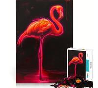 Puzzle 1000 pièces Flamant Rose néon pour Adolescents Jeu Intelligent et apaisant, Motif à Assembler, Joli Cadeau (50x75cm)