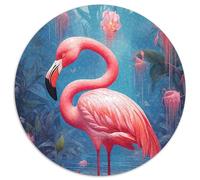 Puzzle 1000 pièces Flamingo coloré, Puzzle Rond de 1000 pièces pour Adultes, Jeu Familial interactif, décoration d'intérieur à Faire soi-même, défi cérébral, Cadeau 67,5 x 67,5 cm