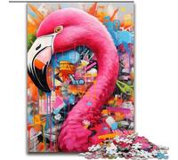 Puzzle 1000 pièces Flamingo Graffiti Puzzle 1000 pièces Cadeaux Noël Halloween Fête des Mères Nouvel an Cadeau de Pâques (Taille 26x38cm)