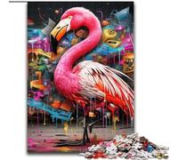 Puzzle 1000 pièces Flamingo Graffiti Puzzles en Bois pour Adultes Colorés, Amusants, stimulants et stimulants (Taille 50x75cm)