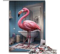 Puzzle 1000 pièces Flamingo lisant Un Journal Puzzle 1000 pièces pour Adultes Interaction familiale et défi cérébral, défi d'activité familiale (Taille 50x75cm)