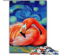 Puzzle 1000 pièces Flamingo Night Sky pour Adultes et Adolescents, Jouet éducatif Amusant, Jeux familiaux, décoration d'intérieur Unique (26x38cm)