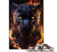 Puzzle 1000 pièces Flammes ardentes Panthère Noire Puzzles Jeux éducatifs Puzzle en Bois Cadeaux pour garçons Cadeaux Secrets du Père Noël 1000 pièces (50x75 cm)