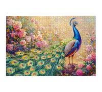 Puzzle 1000 Pièces Fleur, 1000 Pièces Puzzle Adulte, Jeu de Concentration, 75x50cm Grand Puzzles Bois pour Décoration Maison, Jeu de Puzzles Paon pour Toute la Famille, Cadeau Femme/Homme, -7996