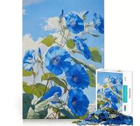 Puzzle 1000 pièces Fleur de liseron Bleu,Bords Fins,Loisir créatif,Jeu de détente,Cadeau de décoration d'anniversaire (50x75cm)