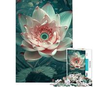 Puzzle 1000 pièces Fleur de Lotus Aquarelle Jeu éducatif défi pour Passer Le Temps à la Maison (Dimensions 38x26cm)