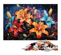 Puzzle 1000 pièces Fleurs artistiques colorées Puzzle pour Adultes Puzzles en Bois Jeu Stimulant 1000 pièces (75 x 50 cm)