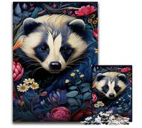 Puzzle 1000 pièces Fleurs de Blaireau à Miel, Puzzle en Bois, décoration à Faire soi-même, défi cérébral, pour Adultes, Famille, Cadeau de Vacances 50x75cm / 19,68x29,52 Pouces