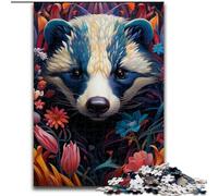 Puzzle 1000 pièces Fleurs de Blaireau à Miel Puzzles pour Adultes Casse-tête Stimulant, Activité familiale, Décoration intérieure, Cadeau de Vacances Taille : 38x26cm