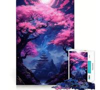 Puzzle 1000 pièces Fleurs de Cerisier Art Japonais Assemblage Lisse Jeu de réflexion Amusant Jeu Occasionnel Décoration de Noël (50x75cm)