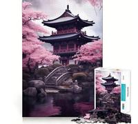 Puzzle 1000 pièces Fleurs de Cerisier Art Japonais Découpe précise Jeu de logique Jeu Facile Cadeau Artistique de Noël (50x75cm)