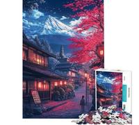 Puzzle 1000 pièces Fleurs de Cerisier Chemin vers Le Fuji Défi d'intelligence cérébrale Jouet addictif Jeu Familial Analyse et logique Idée Cadeau (Taille 75x50cm)