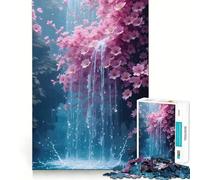 Puzzle 1000 pièces Fleurs de Cerisier et Cascade Bordure Fine Activité intellectuelle relaxante Jeu Amusant Cadeau de Noël (38x26cm)