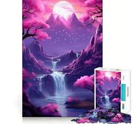 Puzzle 1000 pièces Fleurs de Cerisier et Lune,découpe précise,Jeu créatif et Artistique Japonais,idéal pour se détendre,Cadeau d'anniversaire ou Loisir (50x75cm)