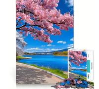 Puzzle 1000 pièces Fleurs de Cerisier et Paysage du Mont Fuji Découpe précise Jeu créatif et intellectuel Temps de Jeu Calme Cadeau d'anniversaire ou Loisir (38x26cm)