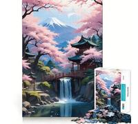 Puzzle 1000 pièces Fleurs de Cerisier Japon Découpe Nette Art Jeu de Construction Jeu de détente Jeu d'anniversaire Amusant (38x26cm)
