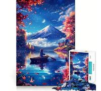 Puzzle 1000 pièces Fleurs de Cerisier Mont Fuji Jeu de logique et de réflexion Artistique Activité Calme pour Un Anniversaire (38x52cm)