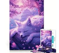 Puzzle 1000 pièces Fleurs de Cerisier Renard Rêve Découpe exacte Jeu de logique et de réflexion Artistique Activité Calme pour Un Anniversaire (38x52cm)
