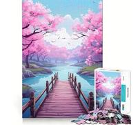 Puzzle 1000 pièces Fleurs de Cerisier Sakura Bords impeccables Casse-tête Amusant Cadeau détente Jeu Cadeau d'anniversaire Artistique (50x75cm)